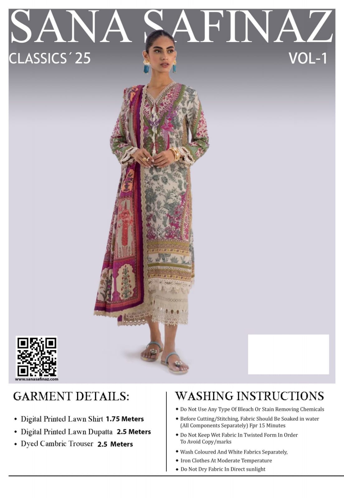 Sana Safinaz - Digital printed shirt and dupatta with cambric trouser