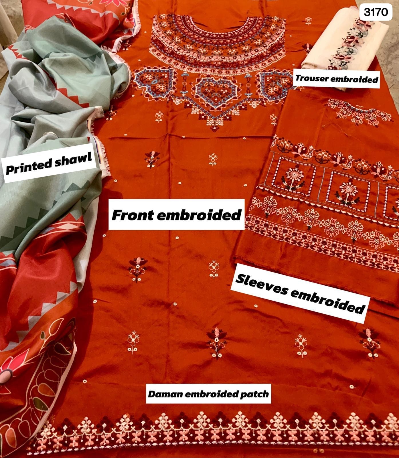 *ZARA SHAHJAHAN. 3-PIECE DHANAK SUIT