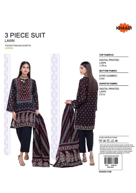 Khaadi - Digital printed shirt and dupatta with cambric trouser