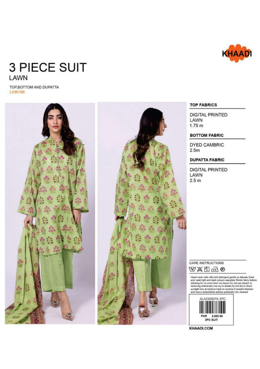 Khaadi - Digital printed shirt and dupatta with cambric trouser