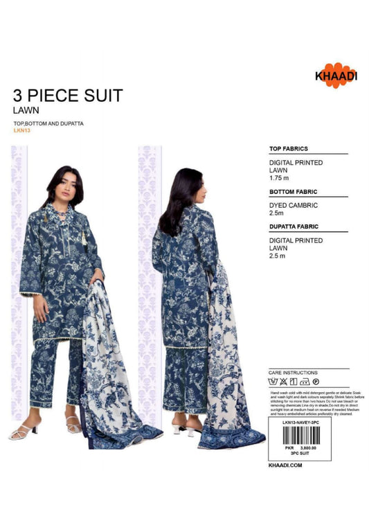 Khaadi - Digital printed shirt and dupatta with cambric trouser