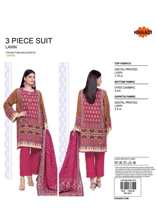 Khaadi - Digital printed shirt and dupatta with cambric trouser