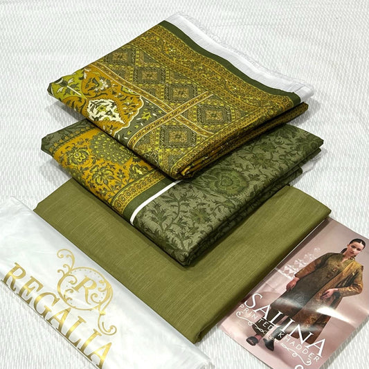 Salina by Regalia.                      3-piece Khaddar Suit