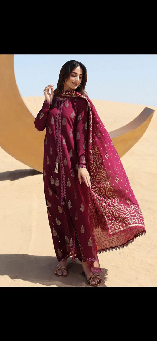 CROSS STICH
PREMIUM  DHANAK EMBROIDERED 3PC SUIT