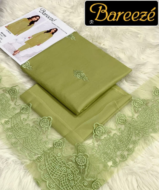 BAREEZE*
*DHANAK*
*2PC EMB SUITS WITH PATCHIES