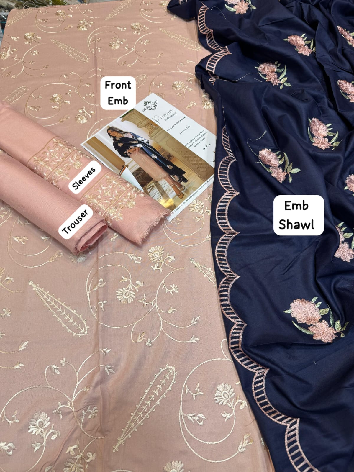 Agha Noor.                                   3-piece Dhanak Embroidered